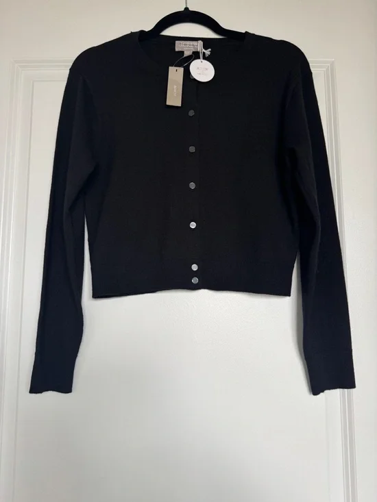 NWT! J. CREW Women’s Featherweight Cashmere Cardigan Jet Black Size XS - Picture 2 of 13